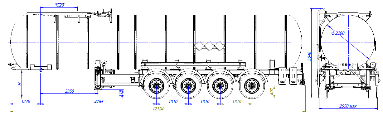 4х осный битумовоз полуприцеп стальной SF4B32.1S_14