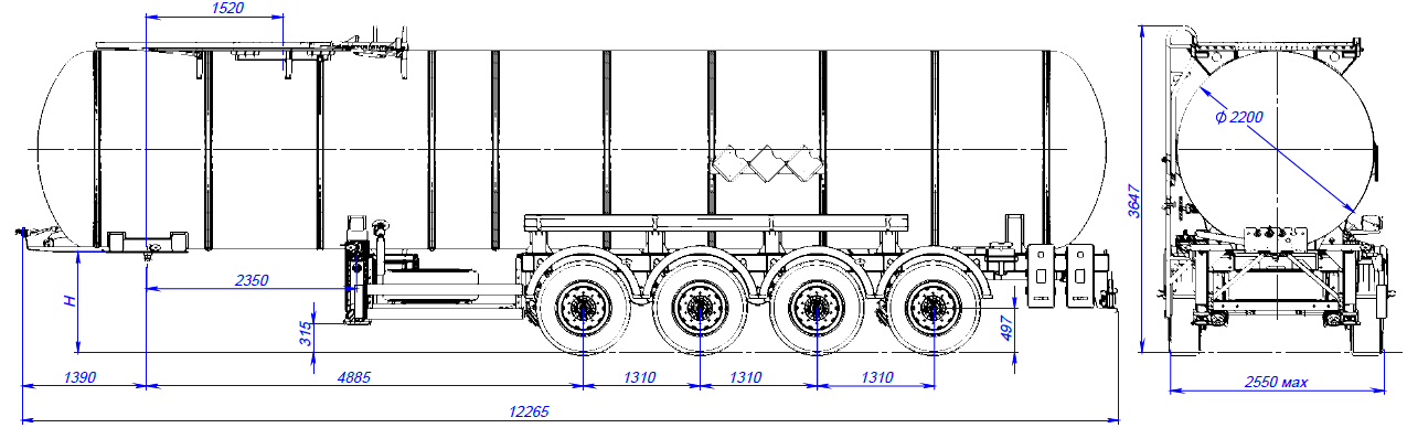 4х осный битумовоз полуприцеп стальной SF4B32.1S_01
