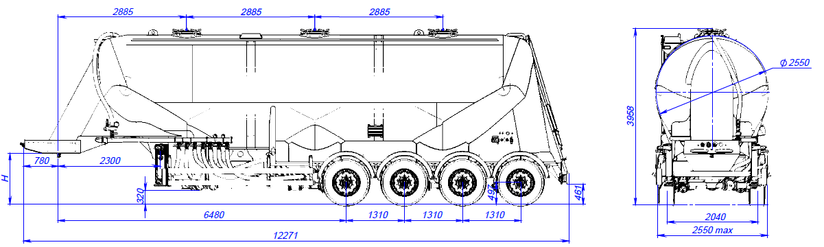 SF4U48.2A, 45,5 м3, 2 отсека, ССУ 1150