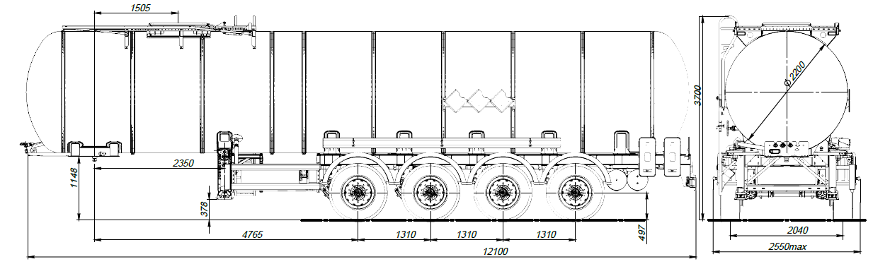 4х осный битумовоз полуприцеп стальной SF4B32.1S_40
