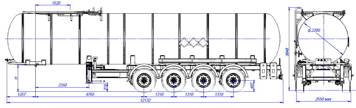 4х осный битумовоз полуприцеп стальной SF4B32.1S_04