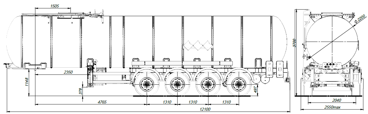 4х осный битумовоз полуприцеп стальной SF4B32.1S_42