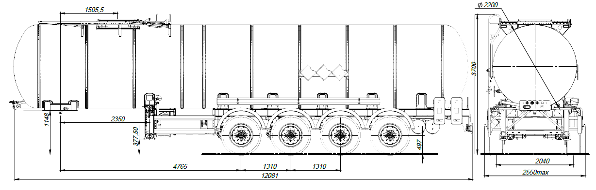 4х осный битумовоз полуприцеп стальной SF4B32.1S_35