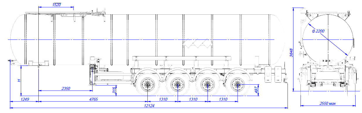 4х осный битумовоз полуприцеп стальной SF4B32.1S_05