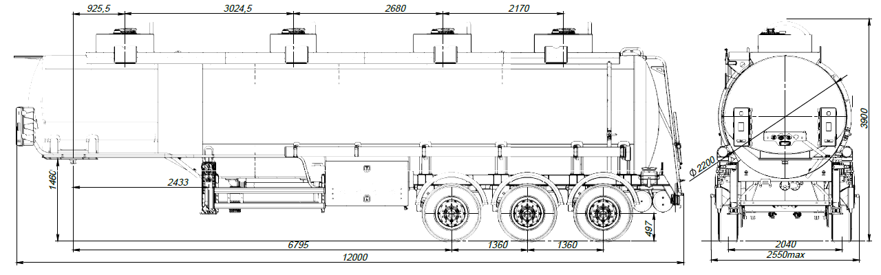 SF3340.4S_11, 40 м3, 4 отсека, ССУ 1460