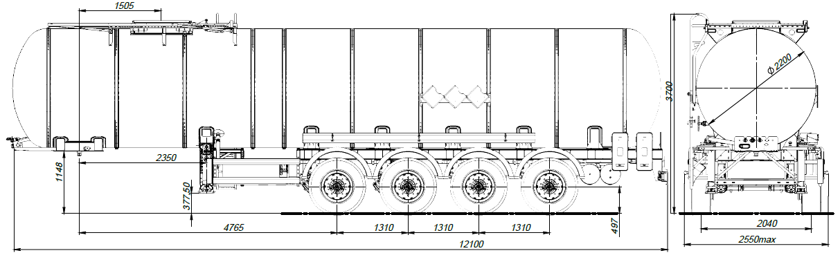 4х осный битумовоз полуприцеп стальной SF4B32.1S_34