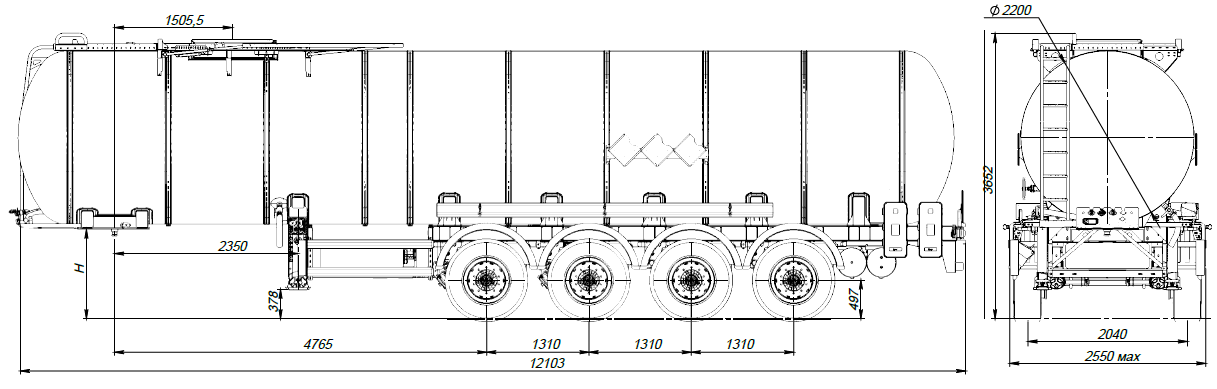 4х осный битумовоз полуприцеп стальной SF4B32.1S_33