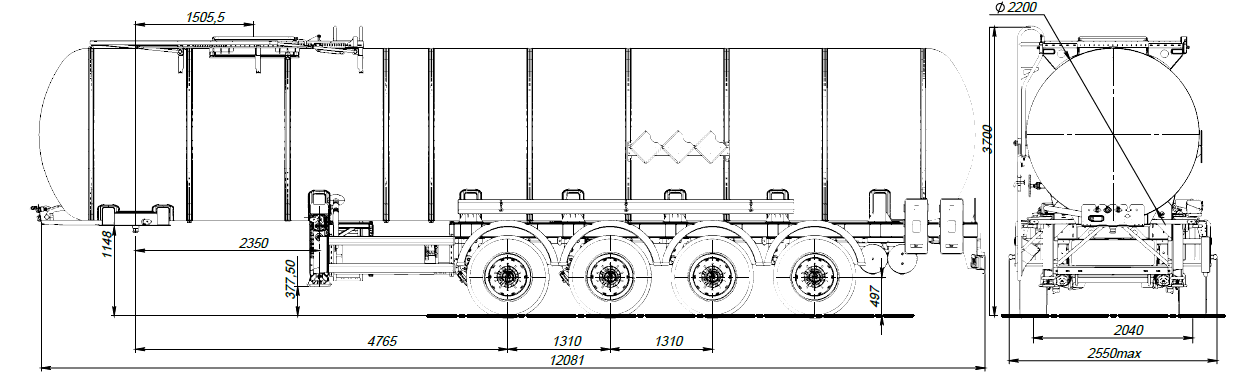 4х осный битумовоз полуприцеп стальной SF4B32.1S_37