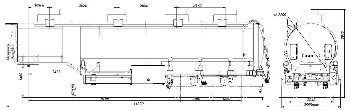 SF3340.4S_08, 40 м3, 4 отсека, ССУ 1460