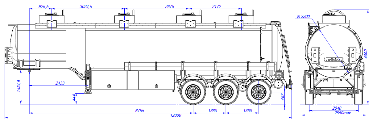 SF3340.4S_07, 40 м3, 4 отсека, ССУ 1450