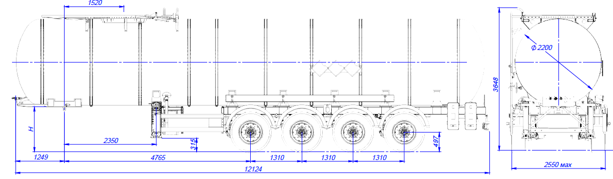 4х осный битумовоз полуприцеп стальной SF4B32.1S_08