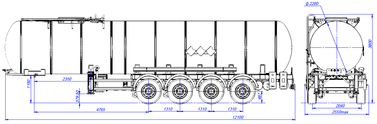 4х осный битумовоз полуприцеп стальной SF4B32.1S_16
