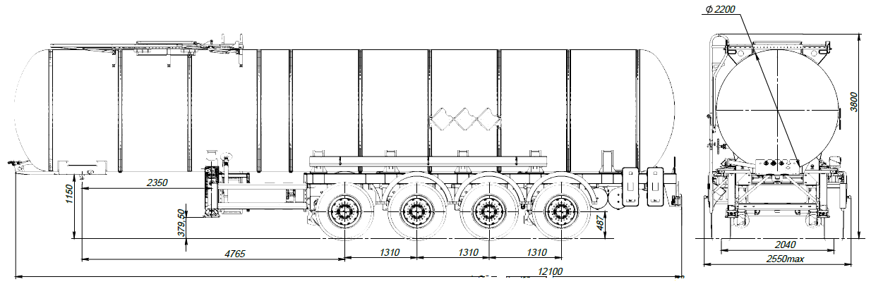 4х осный битумовоз полуприцеп стальной SF4B32.1S_19