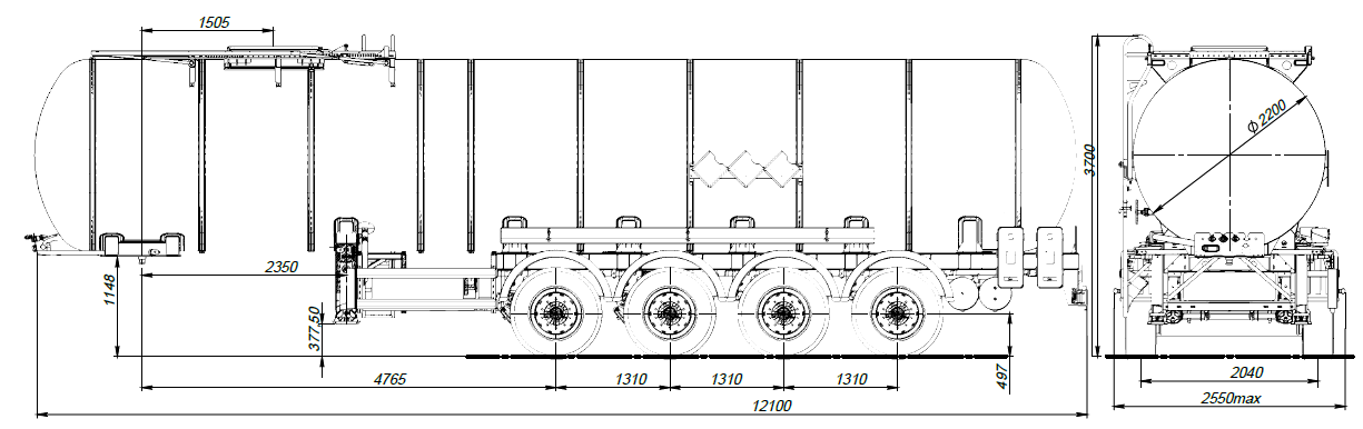 4х осный битумовоз полуприцеп стальной SF4B32.1S_39
