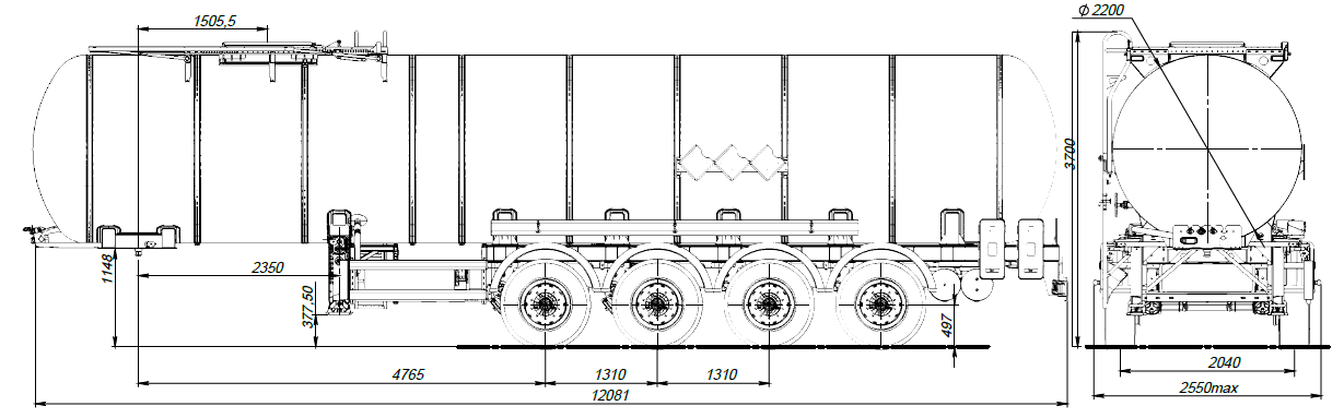 4х осный битумовоз полуприцеп стальной SF4B32.1S_28