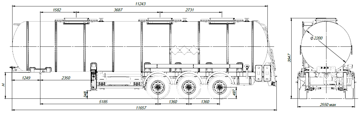 SF3930.3N.02, 30 м3, 3 отсека, ССУ 1250