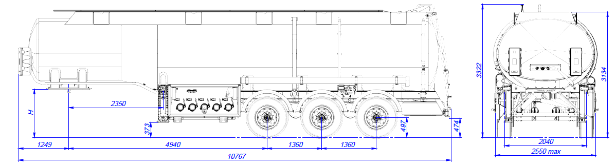 SF3332.5А_100 32 м3, 5 отсеков, ССУ 1250 - технические характеристики