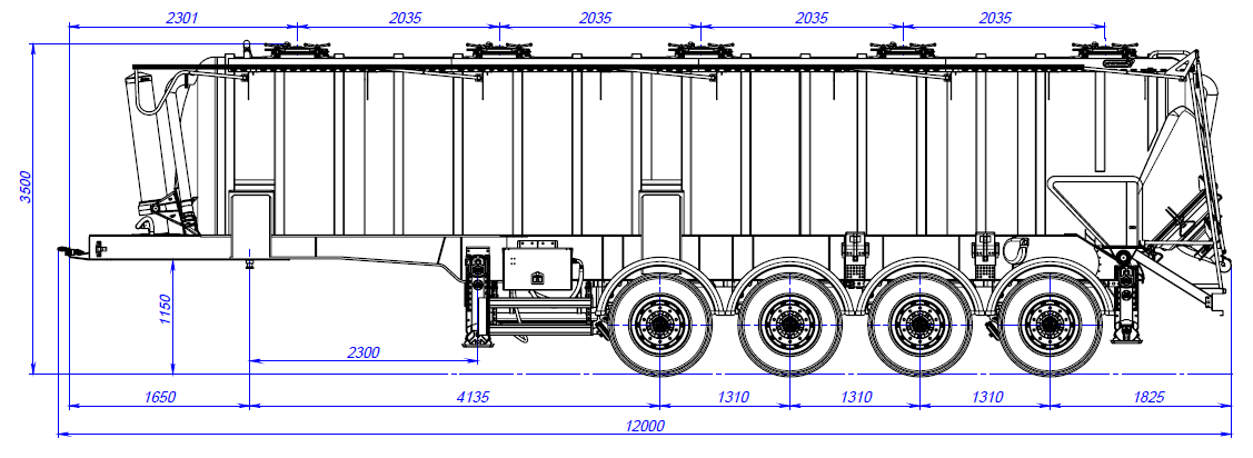 Полуприцеп для перевозки сыпучих грузов стальной SB4U28.1S-0000