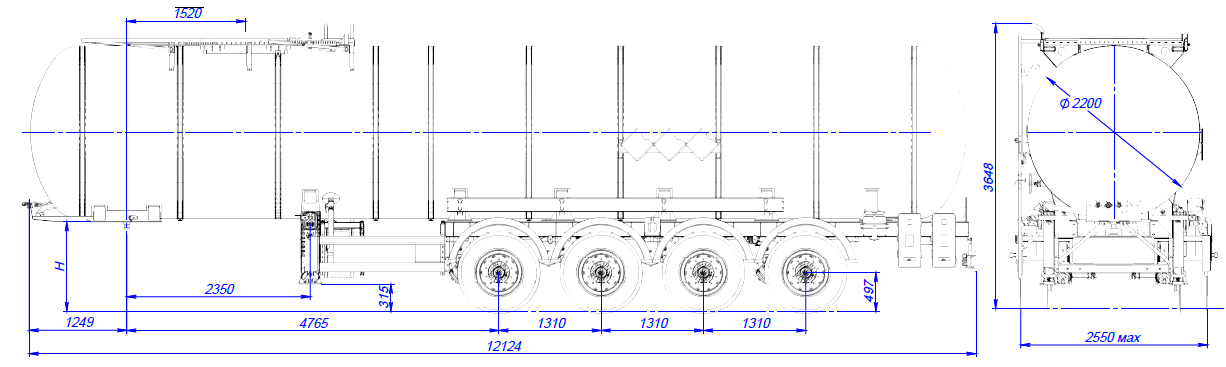 4х осный битумовоз полуприцеп стальной SF4B32.1S_06