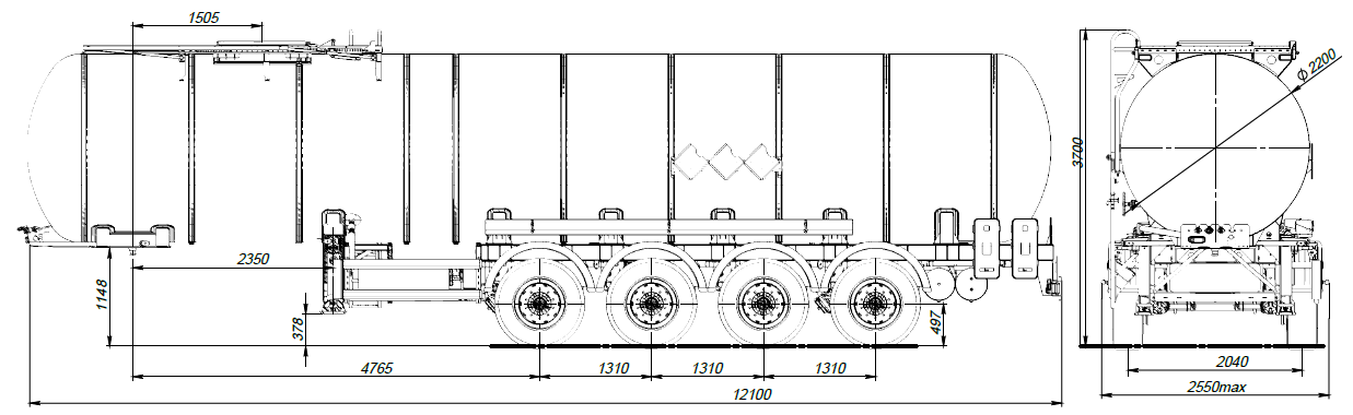 4х осный битумовоз полуприцеп стальной SF4B32.1S_38