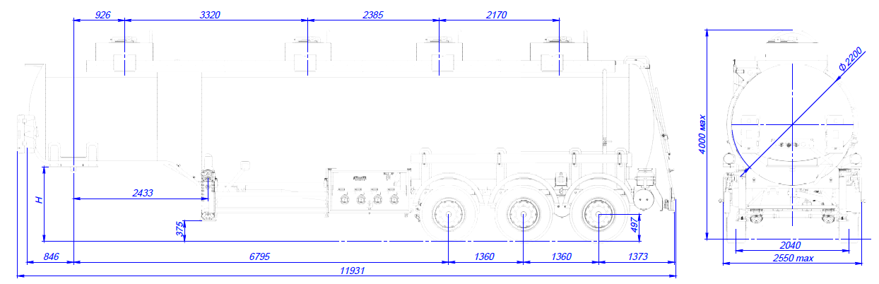 SF3340.4S_02, 40 м3, 4 отсека, ССУ 1450