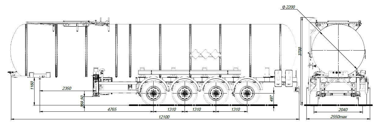 4х осный битумовоз полуприцеп стальной SF4B32.1S_23