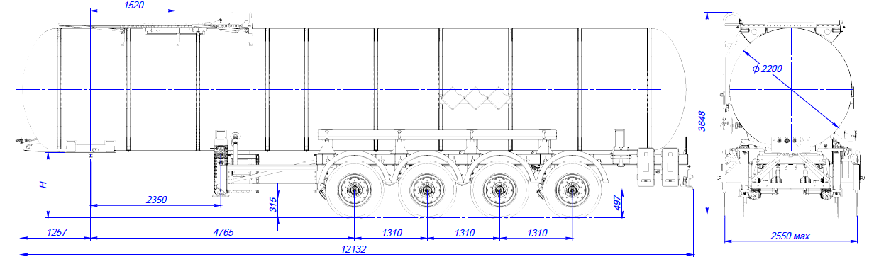 4х осный битумовоз полуприцеп стальной SF4B32.1S_03