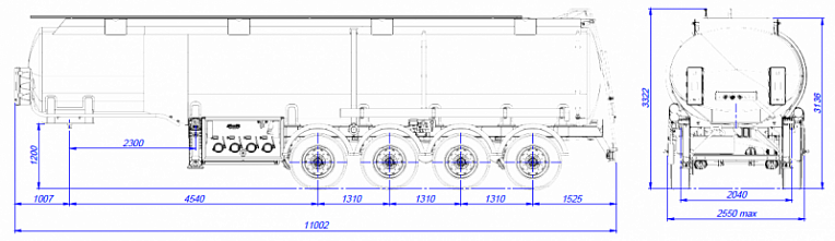 4х осный бензовоз полуприцеп стальной SF4333.3S_01 - технические характеристики
