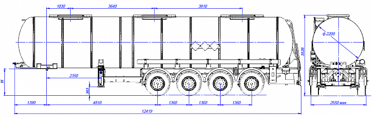 4-х осный химовоз полуприцеп нержавейка SF4832 - технические характеристики