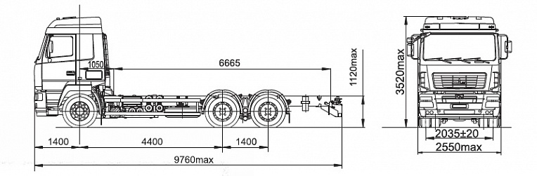 Шасси МАЗ 6312B9-425-012 - технические характеристики